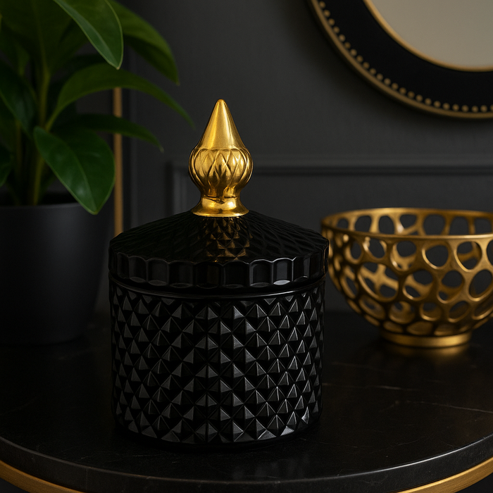Mini Daimond Black & Gold Jar