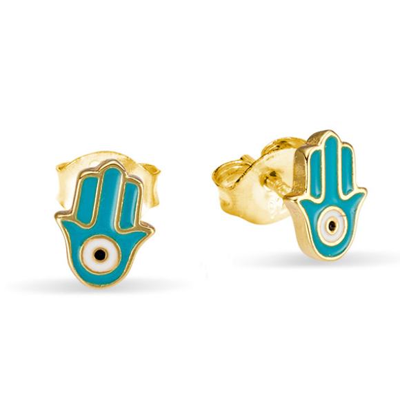 Hamsa Hand Studs - Silver & Gold