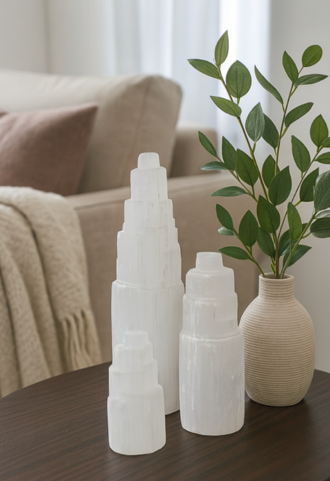 Selenite Lamps, Towers,  Bars, Hearts & Accessories