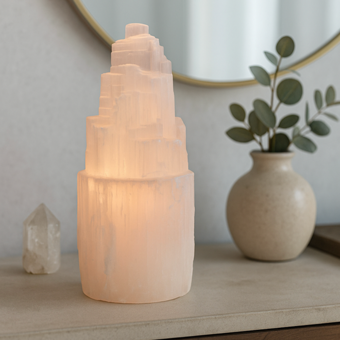 Selenite Lamps, Towers,  Bars, Hearts & Accessories