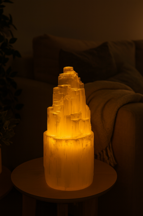 Selenite Lamps, Towers,  Bars, Hearts & Accessories